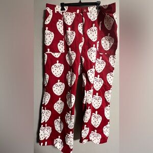 Big Bud Press Work Pants Red Strawberry Print Wide Leg Unisex 4XL EUC Unique